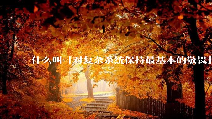 什么叫「对复杂系统保持最基本的敬畏」？